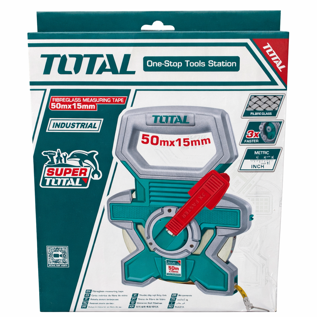 Cinta métrica de fibra de vidrio TOTAL 50m x 15mm