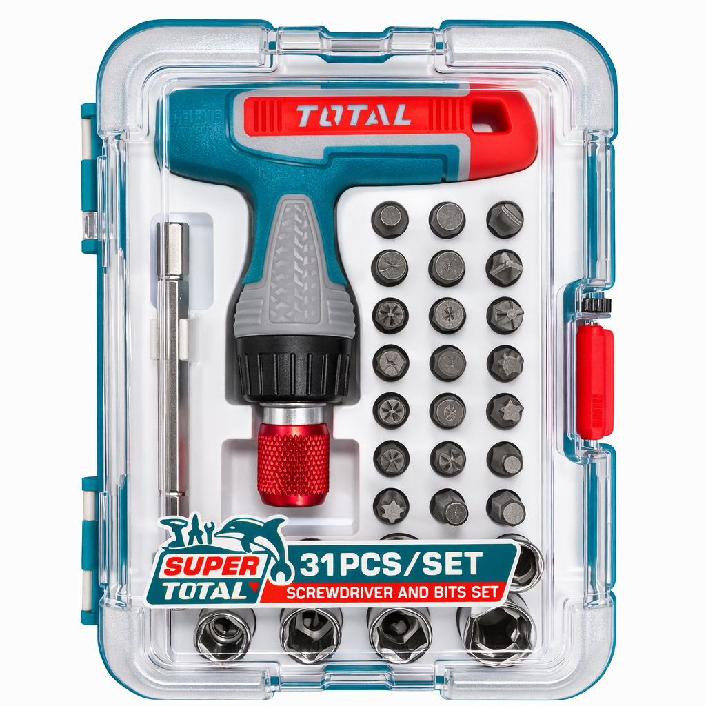 Juego de destornillador TOTAL con puntas y dados 31 piezas