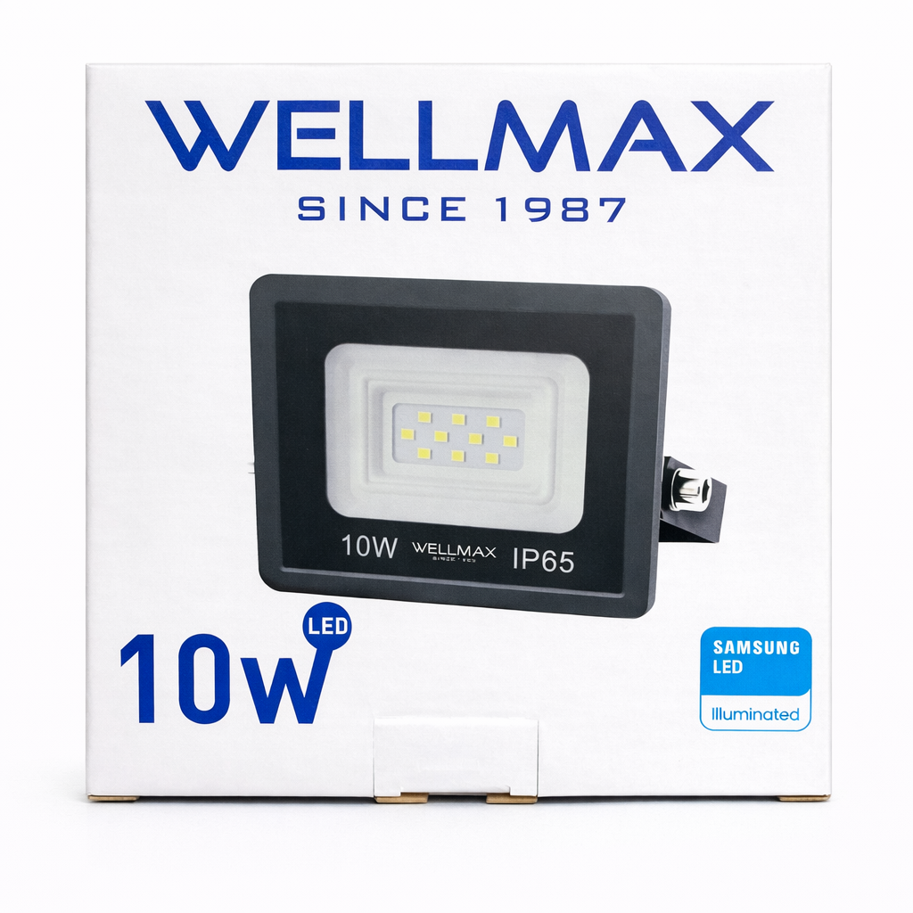 Reflector LED WELLMAX 10W 900 lm – IP65 | Luz Fría 6500K