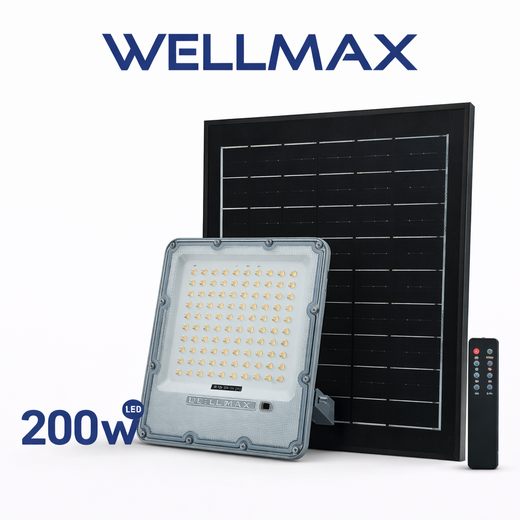 Reflector Solar WELLMAX SOLARIS 200W (Panel Grande + Control Remoto)