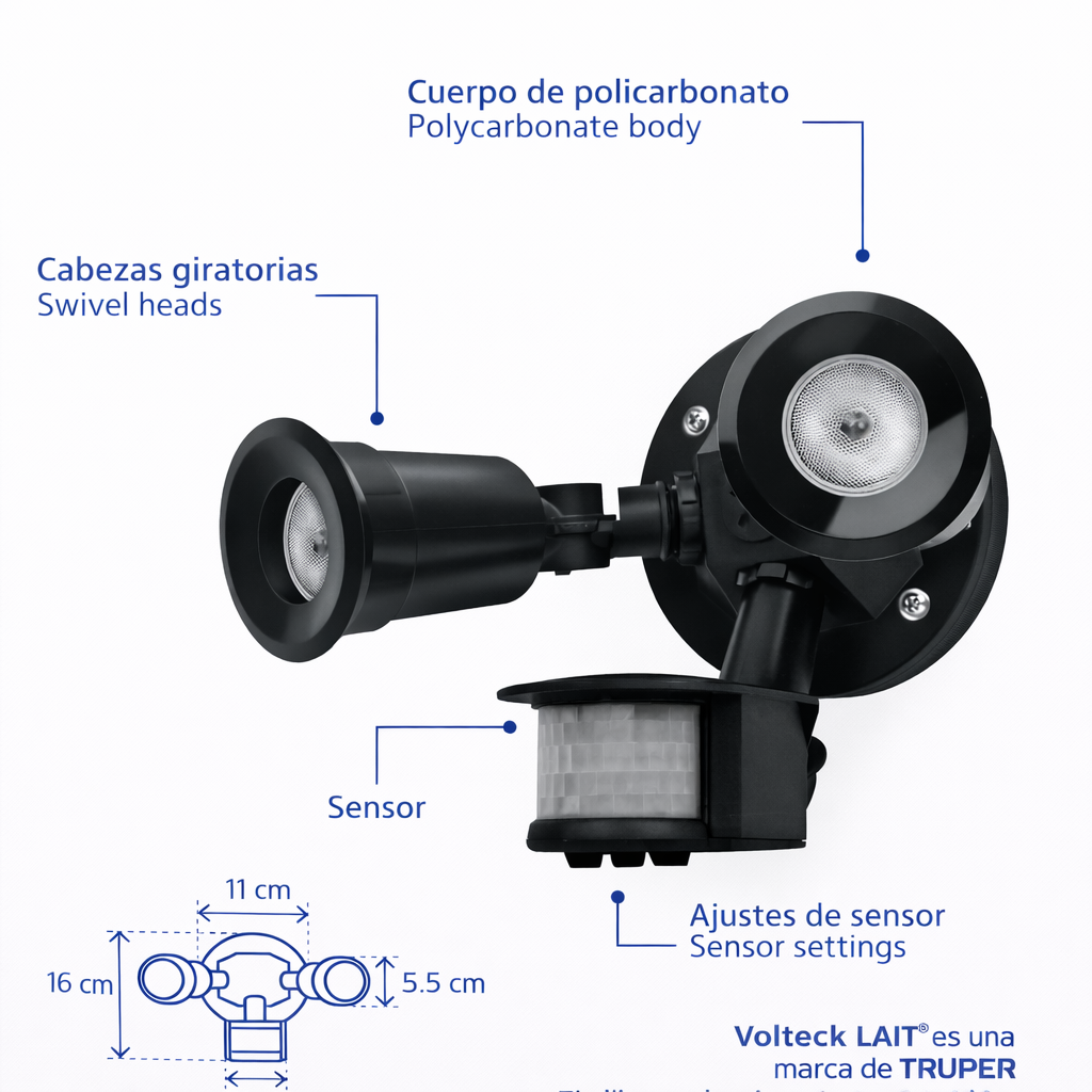 Volteck LAIT – Arbotante de Seguridad con Sensor de Luz y Movimiento