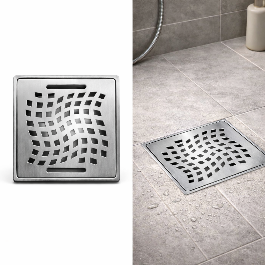 Rejilla cuadrada para desagüe  Acero inoxidable  (Satinado) | UNIQUE CROMATICA