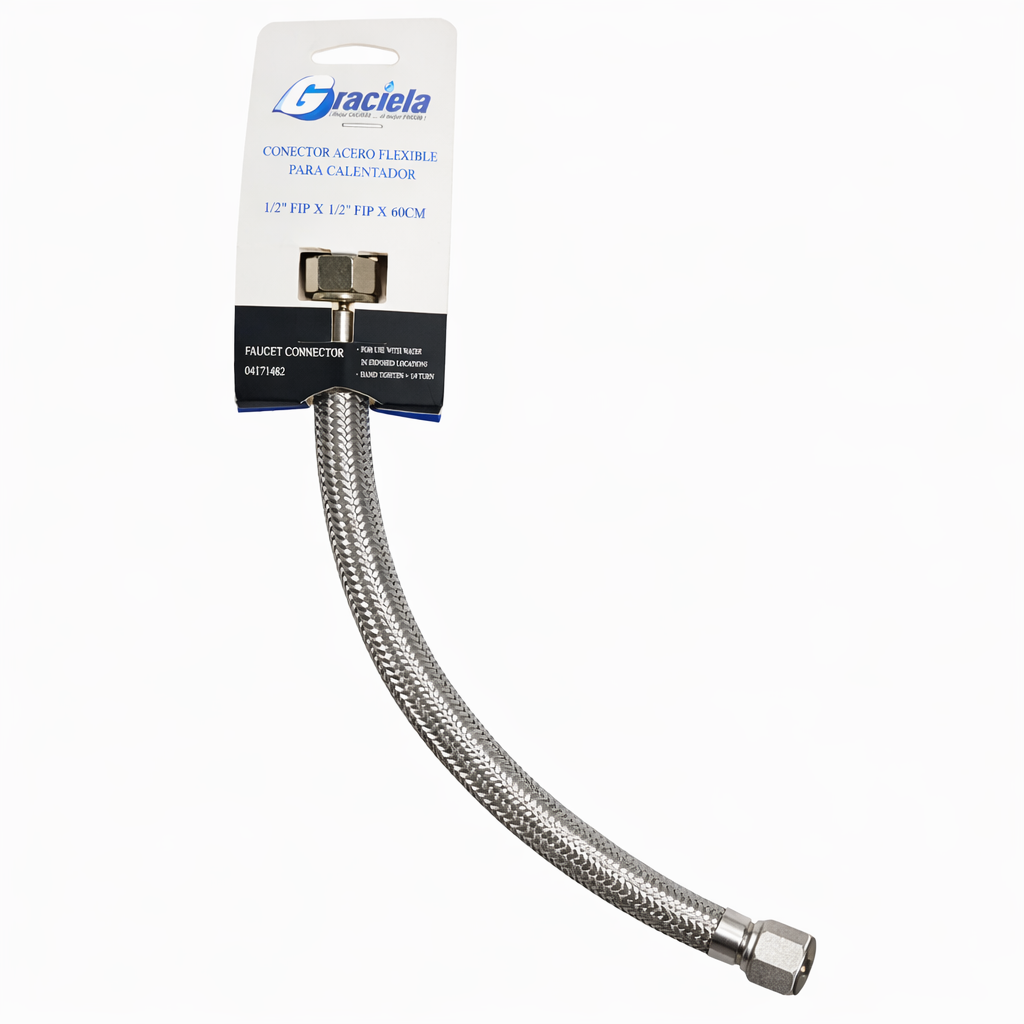 Conector Flexible de Acero Inoxidable para Calentador – 1/2" x 1/2" (60 cm)