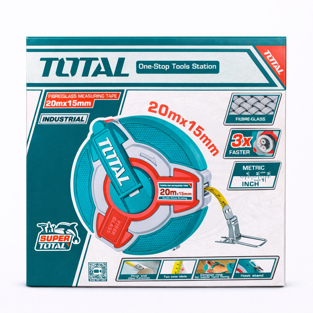 Cinta Métrica de Fibra de Vidrio TOTAL 20m x 15mm